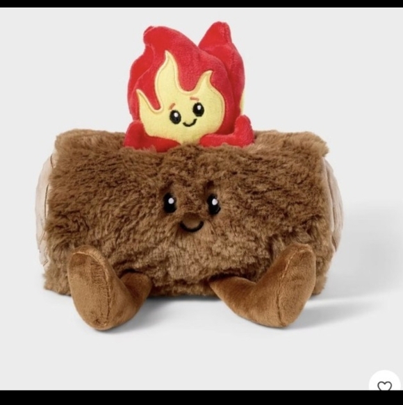 Other - Plush S’mores Log Toy with Smiling Flame - Brown & Red